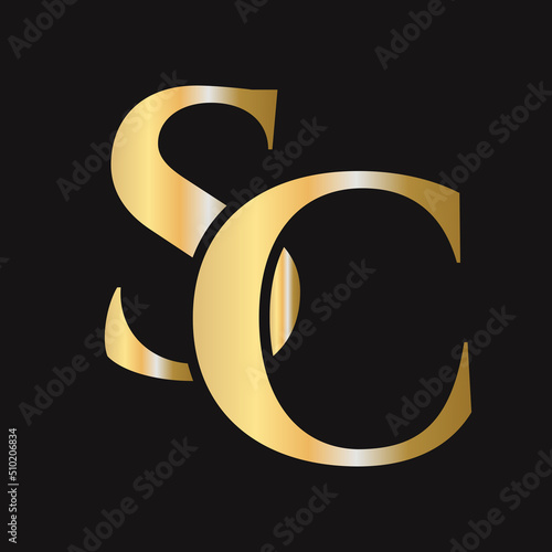 Initial letter SC, CS logo design vector template. Monogram SC logotype luxury symbol