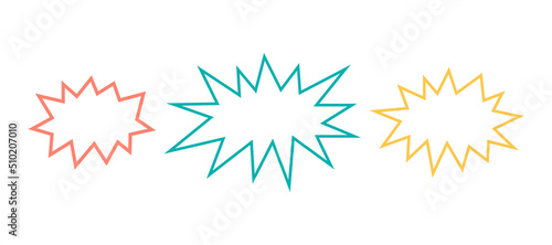 Places for text bang pop art. Abstract geometric shapes, templates, for text, messages, quotes. Cartoon decorative elements for design, decor and collages.