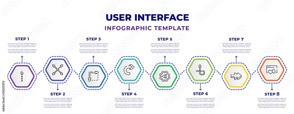 user interface infographic design template with up broken line arrow ...