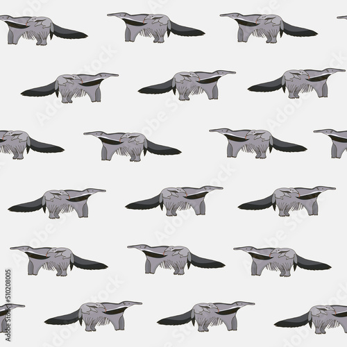 Anteater animal with baby vector seamless pattern