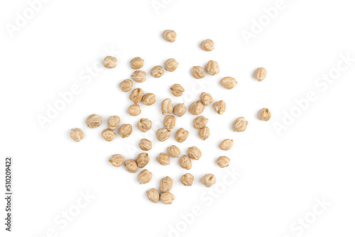 heap chickpeas on white background, top view