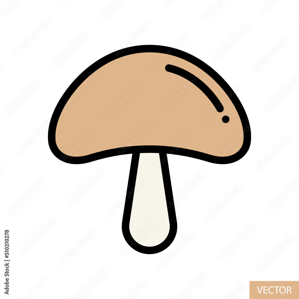 Edible mushroom vector icon in flat style design for website design, app, UI, isolated on white background. Editable stroke. Vector illustration. Edible mushroom vector icon in flat style design for website design, app, UI, isolated on white background. Editable stroke. Vector illustration.