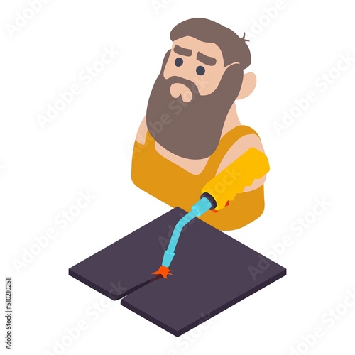 Metallurgist equipment icon isometric vector. Metallurgist man and welding torch. Steel and iron industry, metallurgy