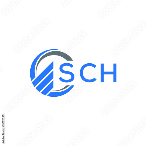 SCH Flat accounting logo design on white background. SCH creative initials Growth graph letter logo concept. SCH business finance logo design. 