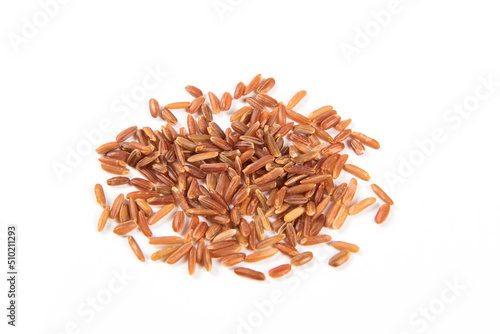 Pile of red rice isolated on white background