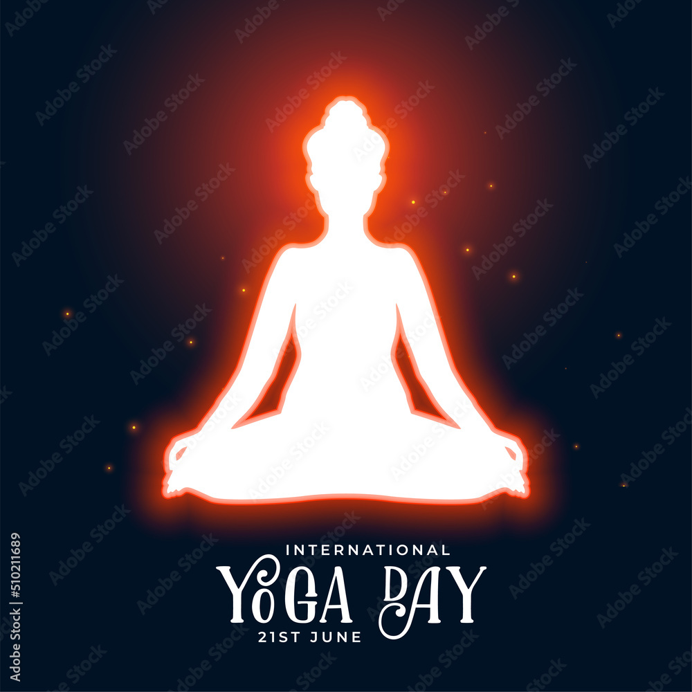 yoga day peace meditation glowing energy background