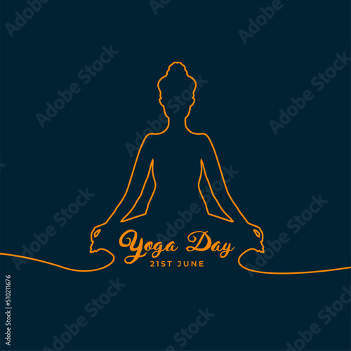 line style yoga day pose poster design