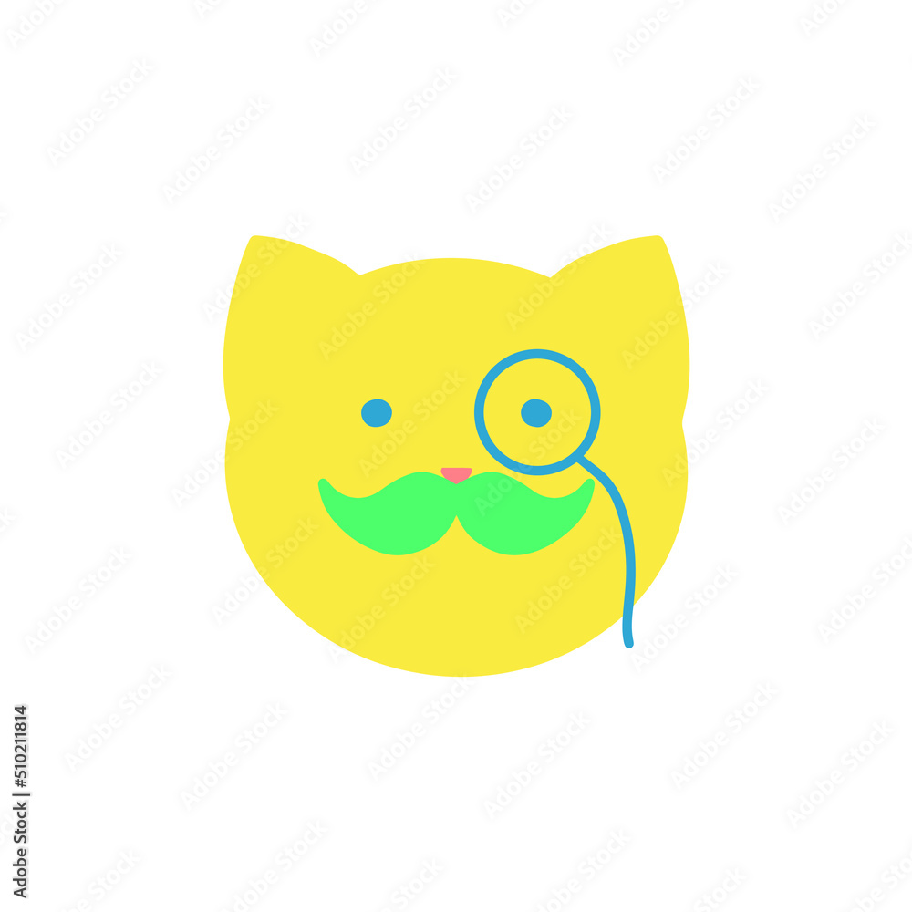 Digital icons with funny cat