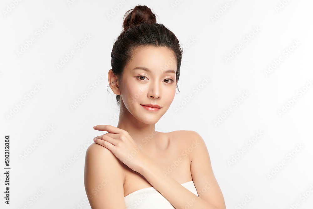 Beautiful young asian woman with clean fresh skin on white background, Face care, Facial treatment, Cosmetology, beauty and spa, Asian women portrait. Beautiful young asian woman with clean fresh skin on white background, Face care, Facial treatment, Cosmetology, beauty and spa, Asian women portrait.
