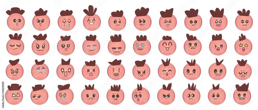 collection of emoji cons, face expression feelings illustration and vector collection of emoji cons, face expression feelings illustration and vector