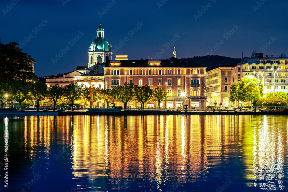 Nightscape of the town of Como, Italy Nightscape of the town of Como, Italy