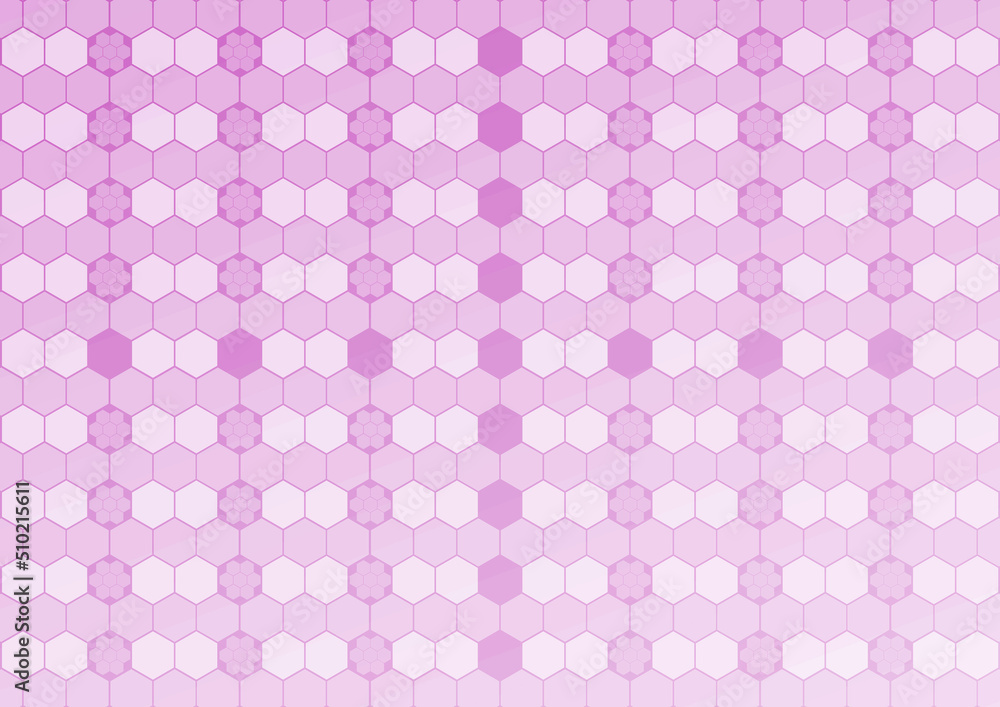 ハチの巣模様　ピンク色の六角形背景テクスチャ