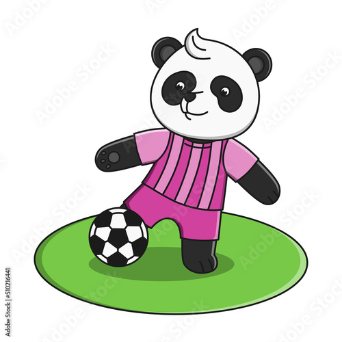 Cute cartoon panda playing ball vector illustration design