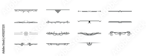 Set Black Simple Line Collection Doodle Border Elements Vector Design Style Sketch Isolated Illustration For Banner