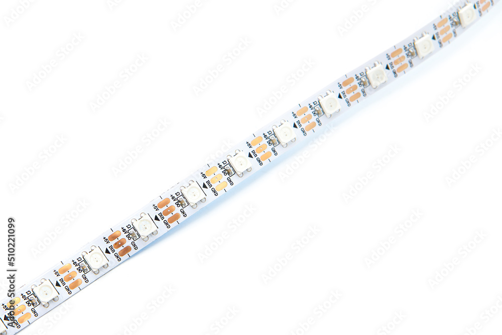 LED garland strip with diodes isolated on a white background. LED garland strip with diodes isolated on a white background.