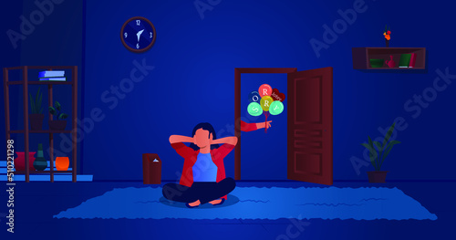 Sorry. The man apologizes to the offended woman Vector illustration in a flat style.	