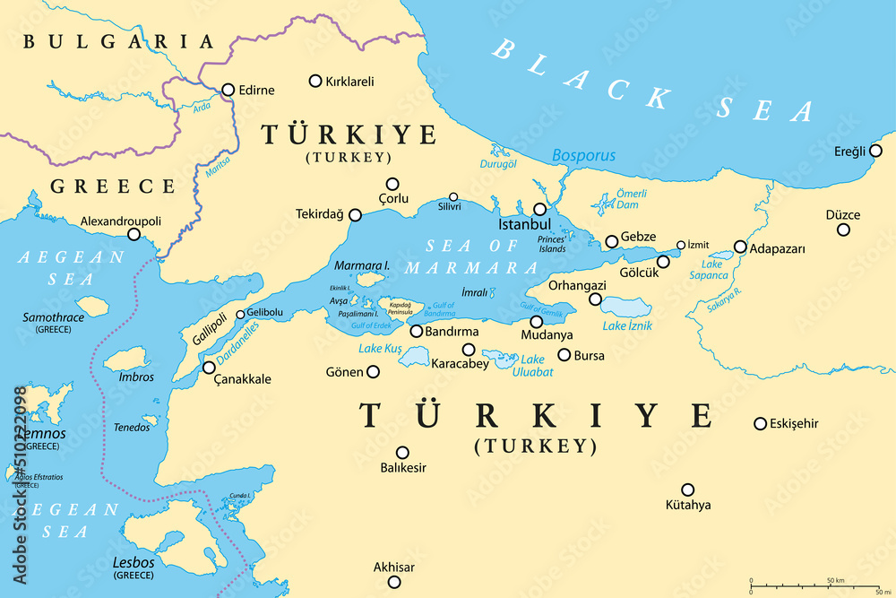 Cieśnina Bosfor I Dardanele Mapa