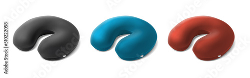 3d realistic vector icon set. Travel pillow for the neck.