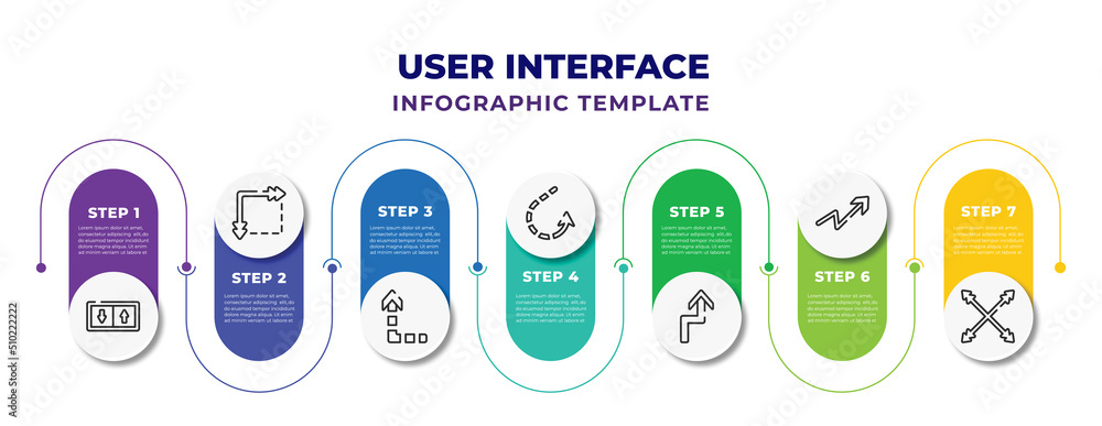 user interface infographic design template with elevator arrows, size ...