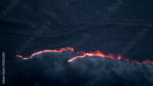 Colata di lava sul vulcano Etna dall'alto - Sicilia photo