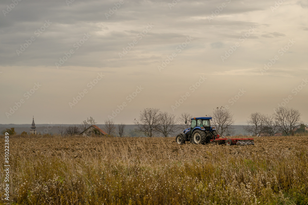 Fototapeta premium Completion of removal of annual harvest from arable land.