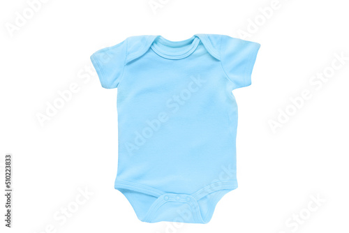 one blue bodysuits for a newborn isolated on a white background.