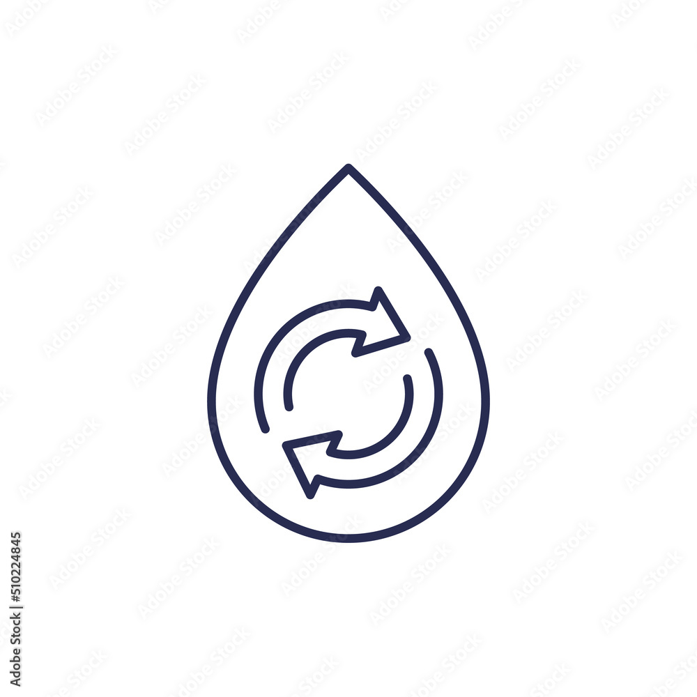 reuse water line icon with a drop reuse water line icon with a drop