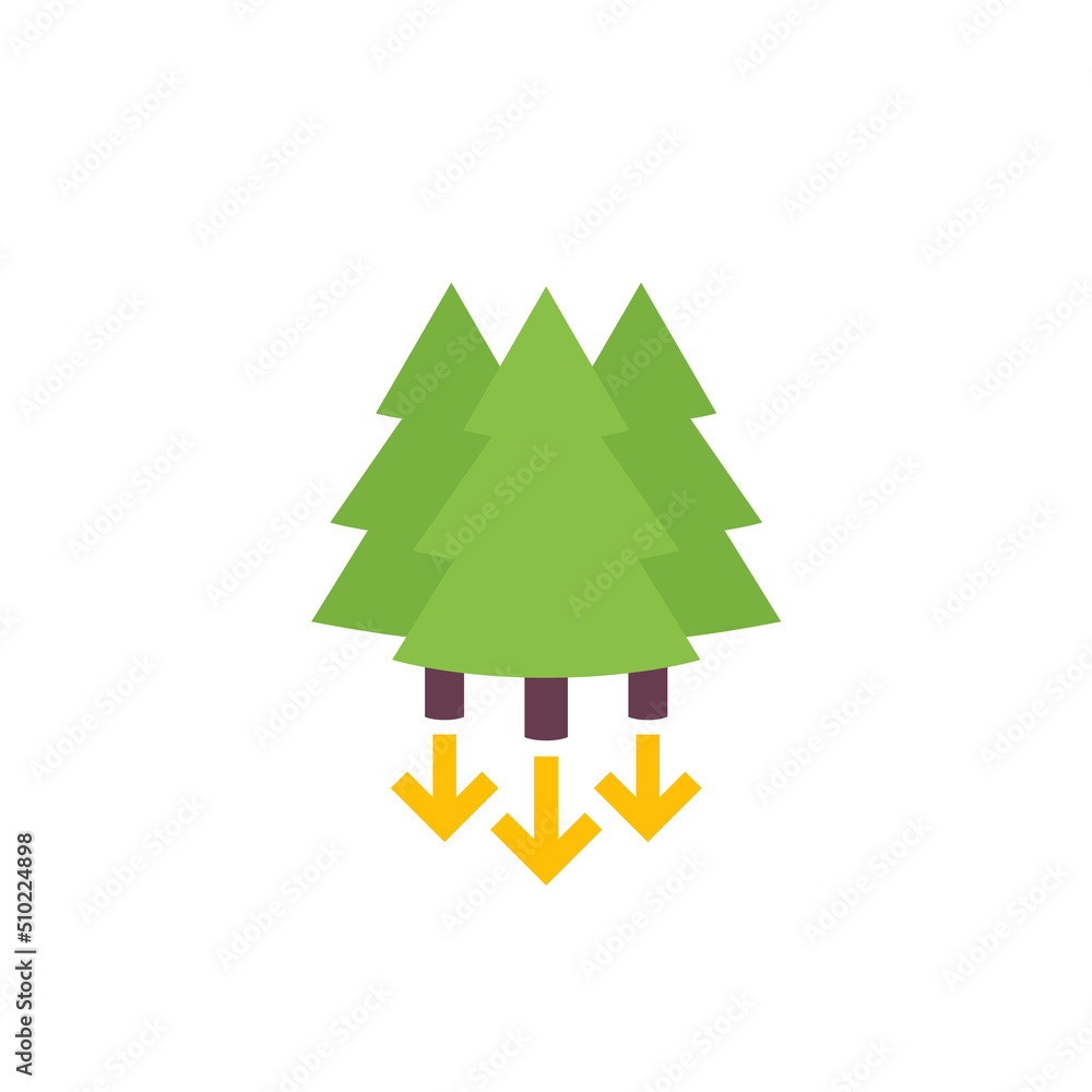 Obraz premium deforestation icon, reduction in forest area, flat vector