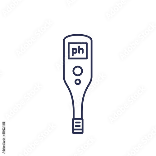 ph meter or tester line icon, water and soil testing