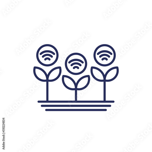 smart farming and agriculture technology line icon