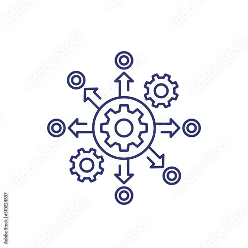 process automation, operations line icon