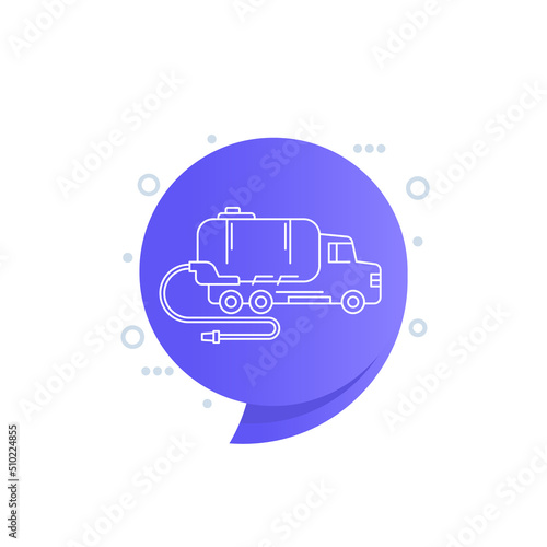 vacuum truck icon, line vector illustration