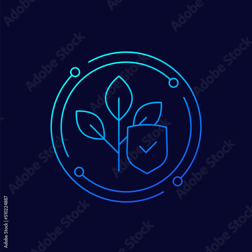 crop protection line icon with a plant