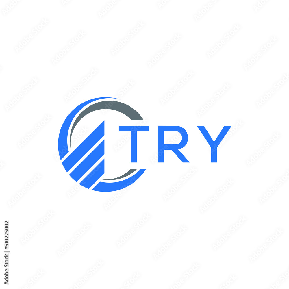 Obraz premium TRY Flat accounting logo design on white background. TRY creative initials Growth graph letter logo concept. TRY business finance logo design.