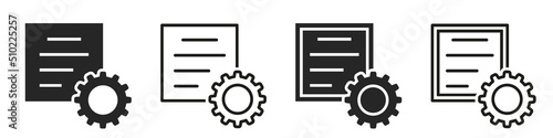 Set of application icons. Document signs with gears. Vector illustration. © SVIATOSLAV
