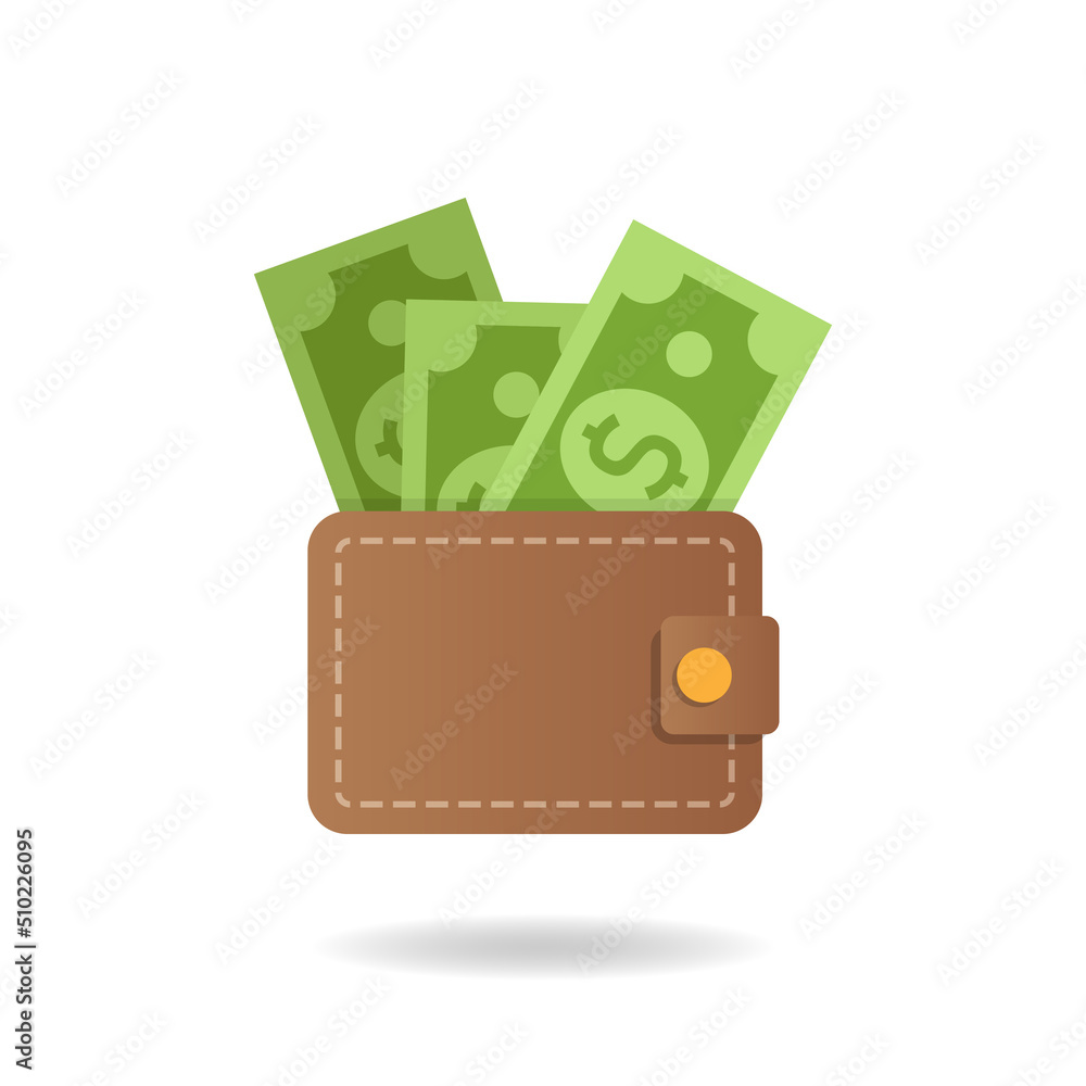Wallet with money icon in flat style. Online payment vector illustration on isolated background. Cash and purse sign business concept. Wallet with money icon in flat style. Online payment vector illustration on isolated background. Cash and purse sign business concept.