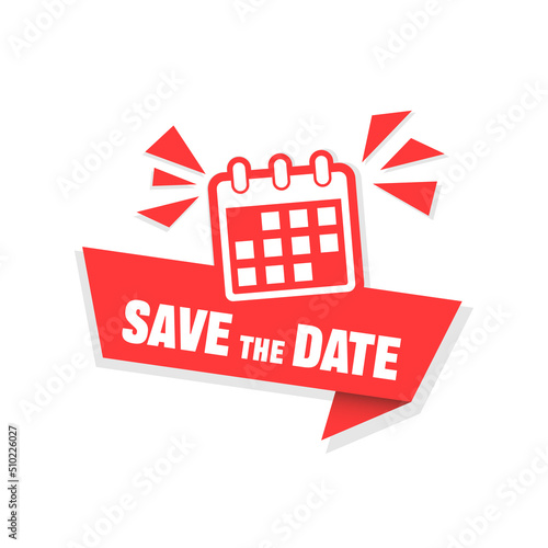 Save the date banner icon in flat style. Compliance message vector illustration on isolated background. Privacy sign business concept.