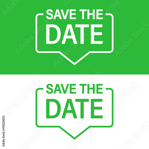 Save the date banner icon in flat style. Compliance message vector illustration on isolated background. Privacy sign business concept.