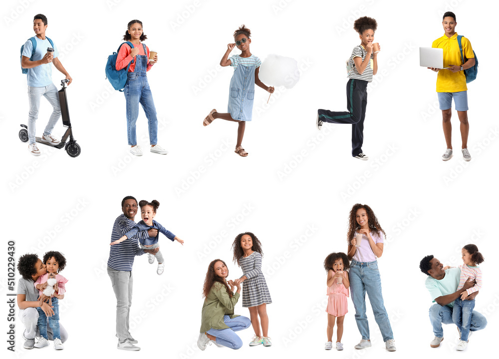 Fototapeta premium Group of African-American people on white background
