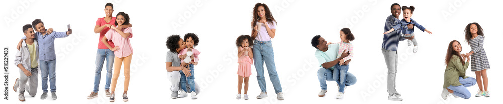 Group of African-American people on white background Group of African-American people on white background