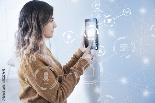 Woman with tablet computer ...