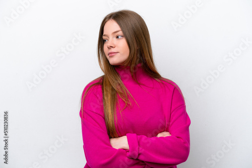 Young caucasian woman isolated on white background keeping the arms crossed