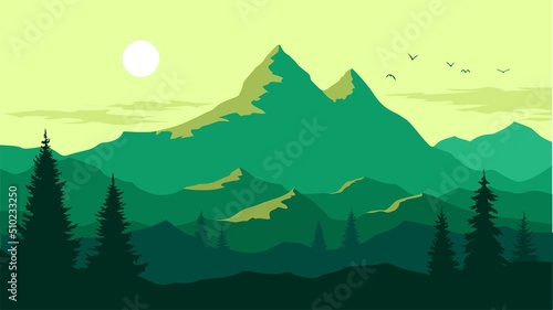 Fototapeta Naklejka Na Ścianę i Meble -  landscape with mountains and forest