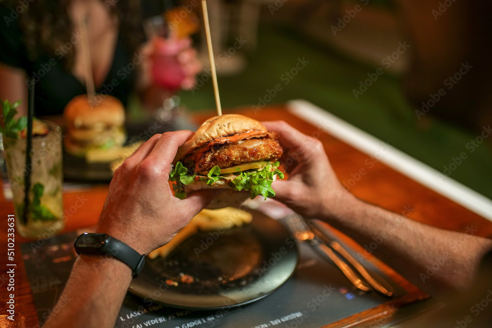 tasty beef sandwich in black background tasty beef sandwich in black background