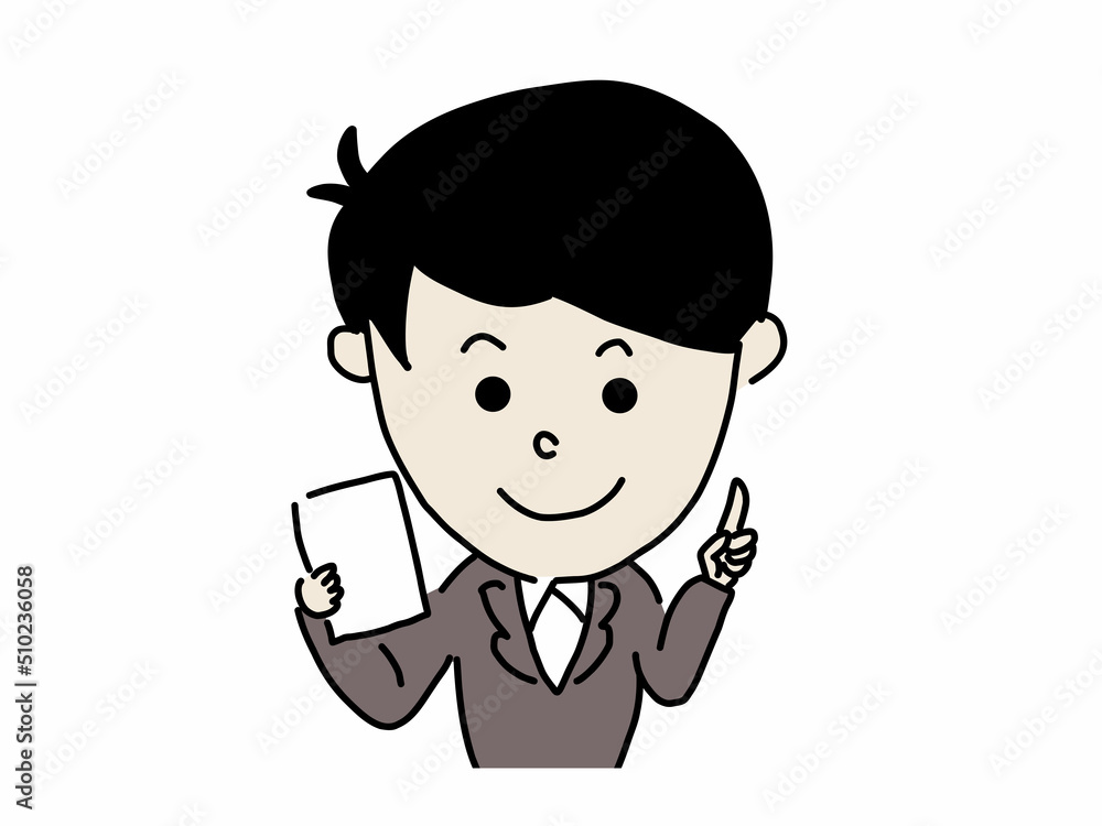 案内　紹介をする笑顔のビジネスマン