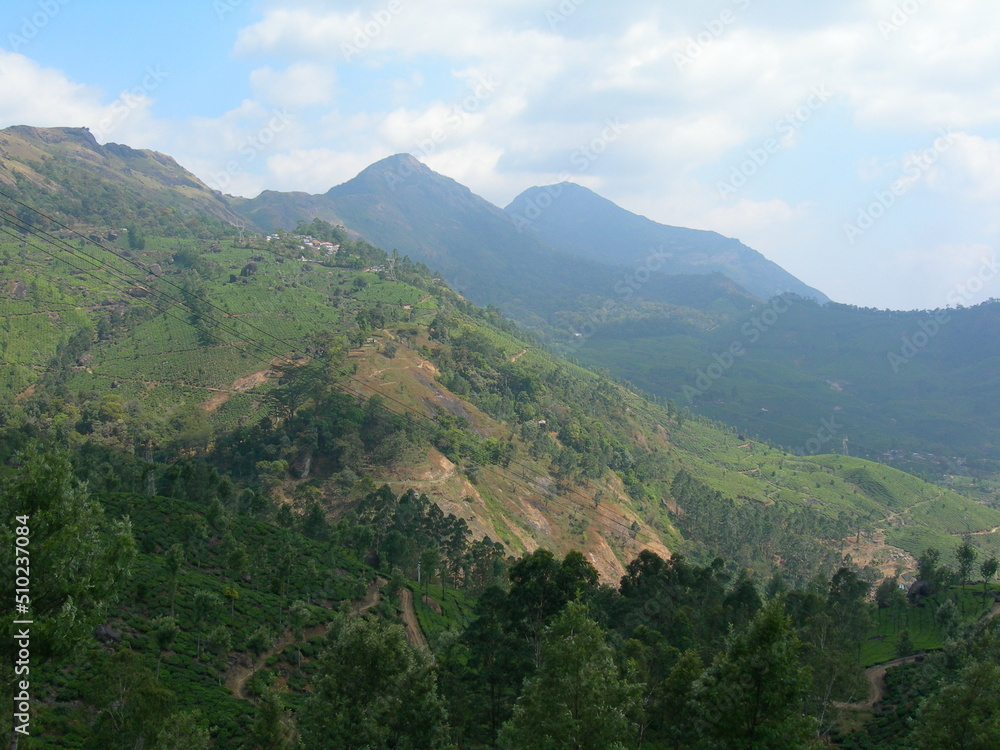 Naklejka premium landscape with clouds, sky and mountain.