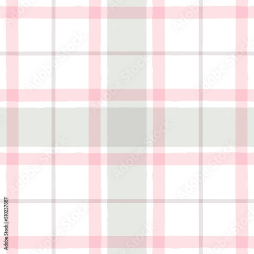Pink and grey watercolor plaid pattern. stripes, gingham seamless tartan texture, girly spring picnic table cloth, plaid. vector checkered summer paint brush strokes.