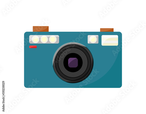 90s photo camera isolated. Retro camera of photographer. Photo equipment from 1980s and 1990s. Flat vector illustration