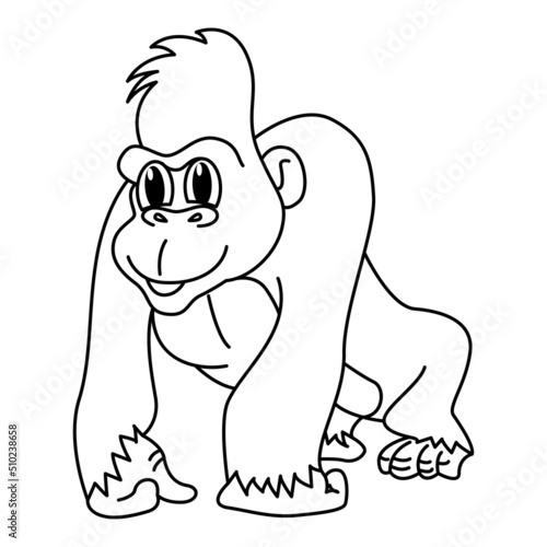 Cute gorilla cartoon coloring page illustration vector. For kids coloring  book. Stock Vector | Adobe Stock