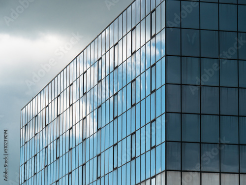 Wallpaper Mural Modern Building Glass Facade Reflecting Cloudy Blue Sky Torontodigital.ca
